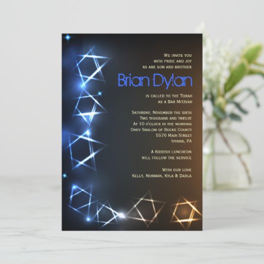 STARS and LIGHTS Bar Bat Mitzvah Invitation Kaart (Staand voorkant)