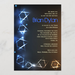 STARS and LIGHTS Bar Bat Mitzvah Invitation Kaart