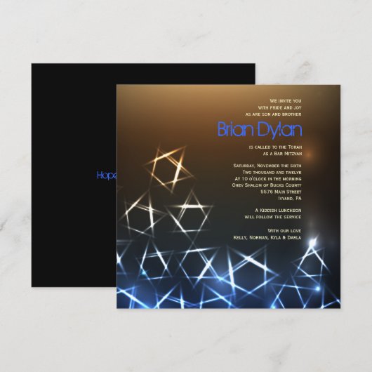 STARS and LIGHTS Bar Bat Mitzvah Invitation Kaart (Voorkant / Achterkant)