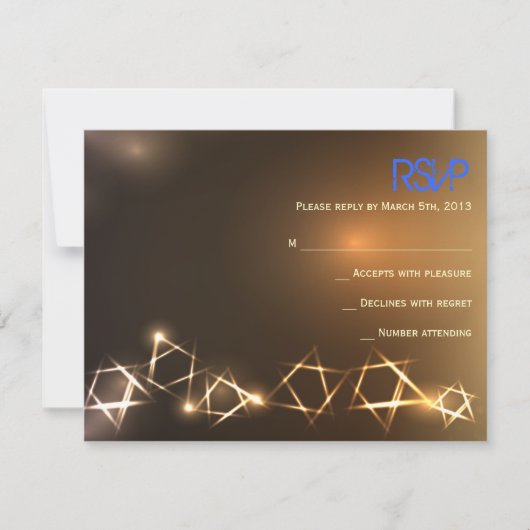 STARS and LIGHTS Bar Bat Mitzvah Reply Card RSVP Kaartje (Voorkant)