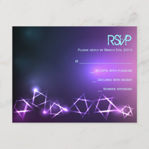 STARS and LIGHTS Bar Bat Mitzvah Reply Card RSVP Kaartje