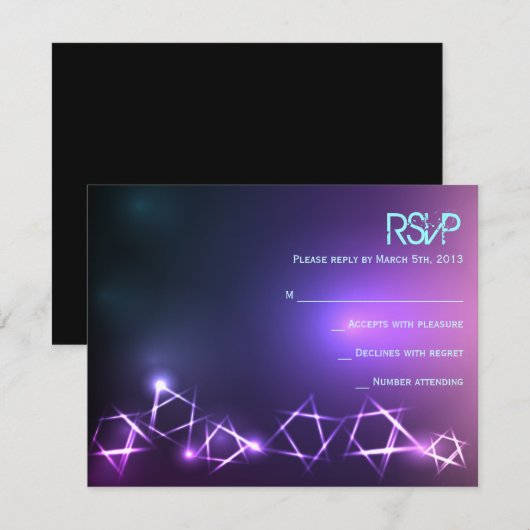 STARS and LIGHTS Bar Bat Mitzvah Reply Card RSVP Kaartje (Voorkant / Achterkant)