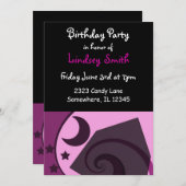 Stars and Moon Birthday Invitation Kaart (Voorkant / Achterkant)