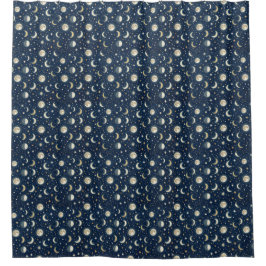 Stars and Moon Pattern Douchegordijn
