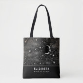 Stars and Moon Sterrennacht Celestial Black Tote Bag (Voorkant)