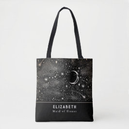 Stars and Moon Sterrennacht Celestial Black Tote Bag