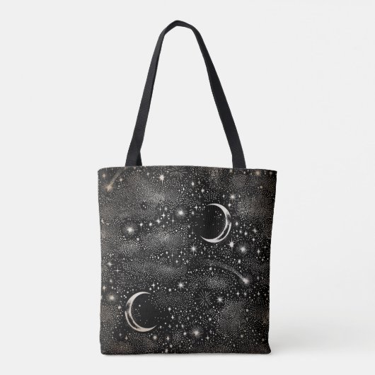 Stars and Moon Sterrennacht Celestial Black Tote Bag (Achterkant)