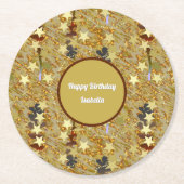 Stars and Sparkle Any Age Birthday Party Ronde Kartonnen Onderzetter (Voorkant)