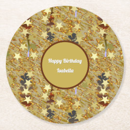 Stars and Sparkle Any Age Birthday Party Ronde Kartonnen Onderzetter