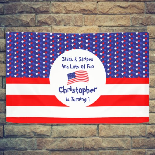 Stars and Stripes 1e verjaardag Spandoek
