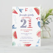 Stars and Stripes 21st Birthday Pool Party Kaart (Staand voorkant)