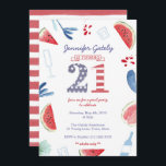 Stars and Stripes 21st Birthday Pool Party Kaart<br><div class="desc">Red White en Blue 21st Birthday-uitnodigingsontwerp voor een volwassen Pool- of drink-partij,  met name rond een nationale feestdag.</div>
