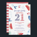 Stars and Stripes 21st Birthday Pool Party Kaart<br><div class="desc">Red White en Blue 21st Birthday-uitnodigingsontwerp voor een volwassen Pool- of drink-partij,  met name rond een nationale feestdag.</div>