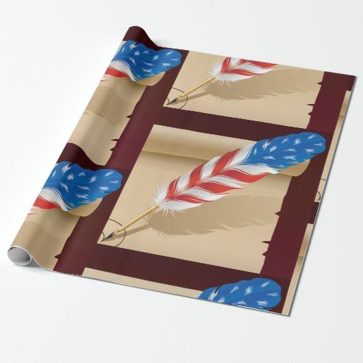 Stars And Stripes Feather Cadeaupapier (Uitgerold)