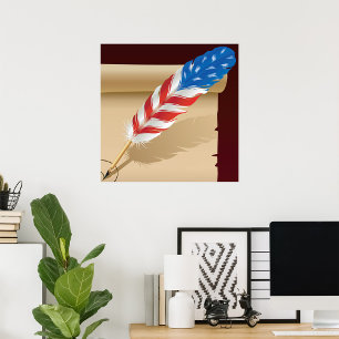Stars And Stripes Feather Poster
