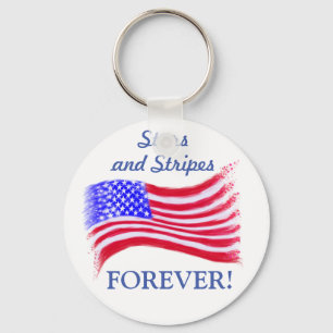 "Stars and Stripes Forever!" Button Sleutelhanger