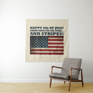 Stars and Stripes Grappig 4 juli Wandkleed