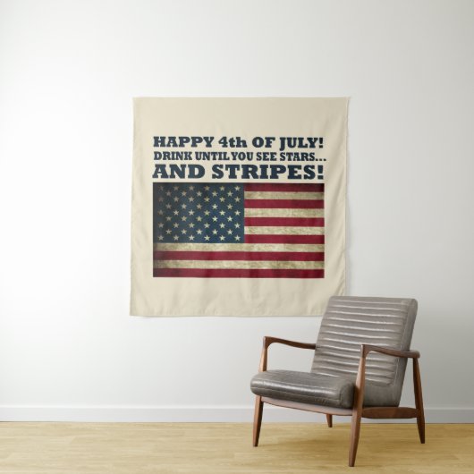 Stars and Stripes Grappig 4 juli Wandkleed (In situ)