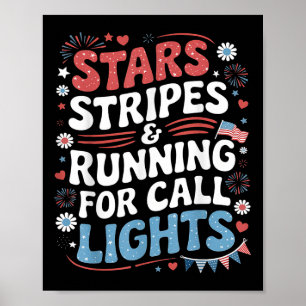 Stars And Stripes hardlopen voor oproeplichten 4 j Poster