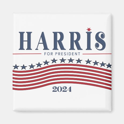 Stars and Stripes Harris voor President 2024 Sign Magneet (Voorkant)