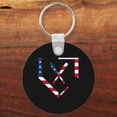 Stars And Stripes Home Plate Honkbalknuppels Ameri Sleutelhanger (Voorkant)
