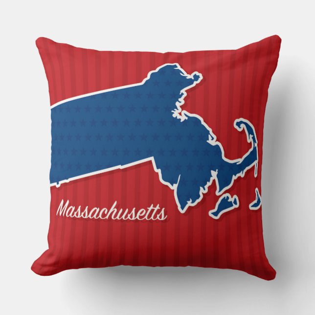 Stars and Stripes Map USA Massachusetts State Kussen (Voorkant)
