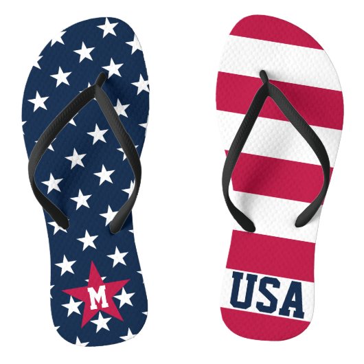 Stars and Stripes Monogramed US Flag Teenslippers (Voetbed)