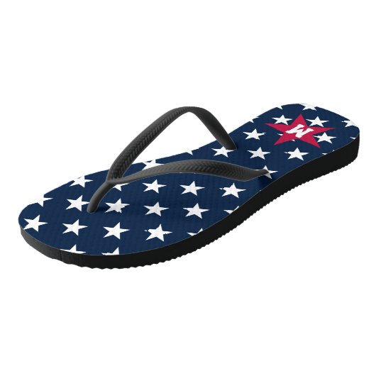 Stars and Stripes Monogramed US Flag Teenslippers (Schuin)