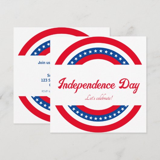Stars and Stripes Onafhankelijkheidsdag Party Kaart (Voorkant / Achterkant)