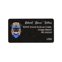 Stars and Stripes Patriot Pug rebel aangepast labe