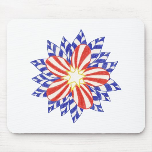 Stars and Stripes Patriotic Flower Muismatten (Voorkant)