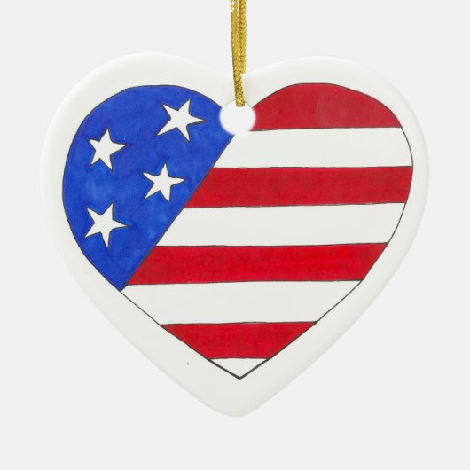 Stars and Stripes Patriotic Heart Verenigde Staten Keramisch Ornament (Voorkant)