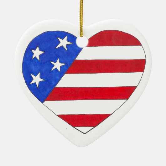 Stars and Stripes Patriotic Heart Verenigde Staten Keramisch Ornament (Achterkant)