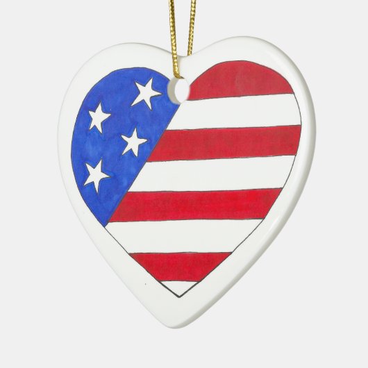 Stars and Stripes Patriotic Heart Verenigde Staten Keramisch Ornament (Links)