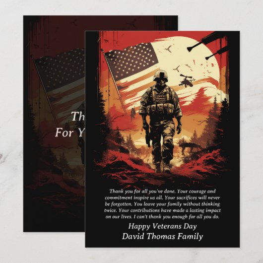 Stars and Stripes Patriotic Verenigde Staten Veter Bedankkaart (Voorkant / Achterkant)