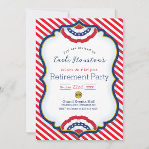 Stars and Stripes Pensioen Party Uitnodiging