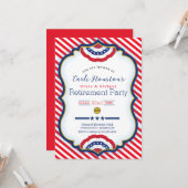 Stars and Stripes Pensioen Party Uitnodiging (Voorkant / Achterkant in situ)