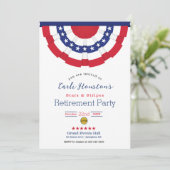 Stars and Stripes Pensioen Party Uitnodiging (Staand voorkant)