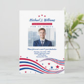 Stars and Stripes Photo Fundraiser Invitation Kaart (Staand voorkant)