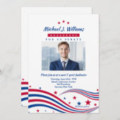 Stars and Stripes Photo Fundraiser Invitation Kaart (Voorkant / Achterkant)