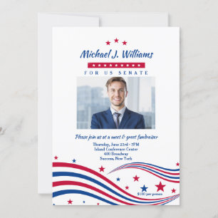 Stars and Stripes Photo Fundraiser Invitation Kaart