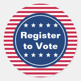 Stars and Stripes Registreer om te stemmen Tekst S Ronde Sticker