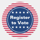 Stars and Stripes Registreer om te stemmen Tekst S Ronde Sticker (Voorkant)