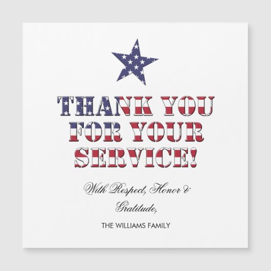 Stars and Stripes Tekst Bedankt voor uw service (Voorkant)