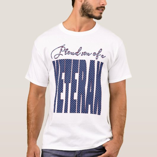 Stars and Stripes Text Proud Son of a Veteran T-shirt (Voorkant)