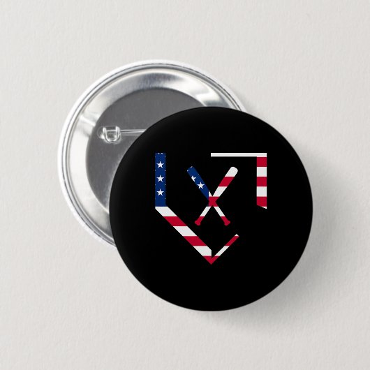 Stars And Stripes Thuisplaat Honkbalknuppels Ameri Ronde Button 5,7 Cm (Voorkant /achterkant)