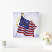 Stars and Stripes US Flag Clock Vierkante Klok (Huis)
