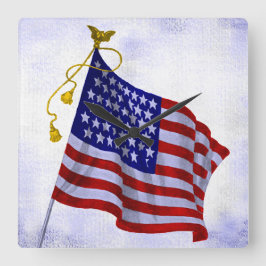 Stars and Stripes US Flag Clock Vierkante Klok