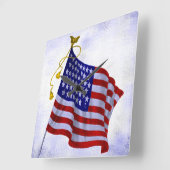 Stars and Stripes US Flag Clock Vierkante Klok (Hoek)