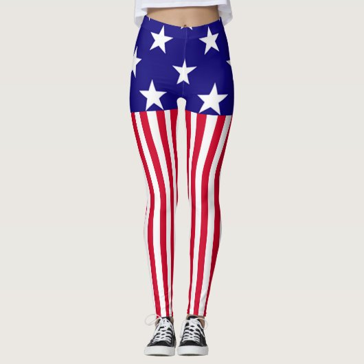 Stars and Stripes USA Decor on Leggings (Voorkant)